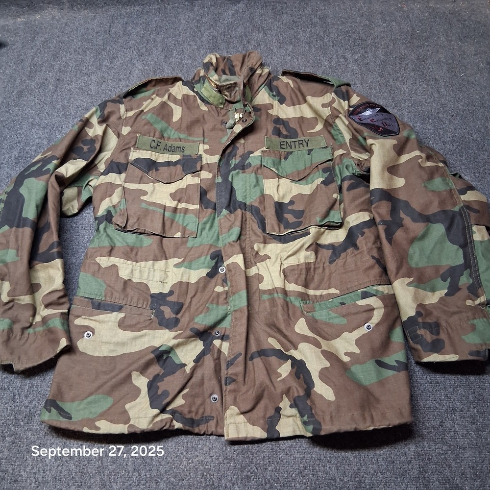Coat Cold Weather Mans Field Jacket Camouflage Size Medium Regular‎ Patched